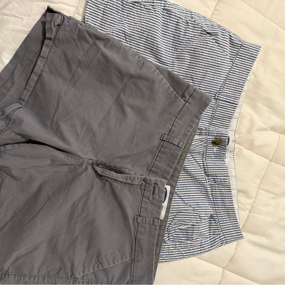 Gray and Striped Shorts Set